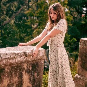 Sezane Ophelia Floral Midi Floral Dress